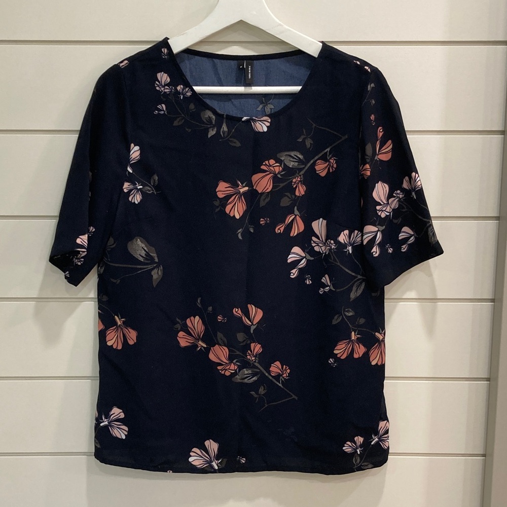 Vero Moda Navy Floral Blouse